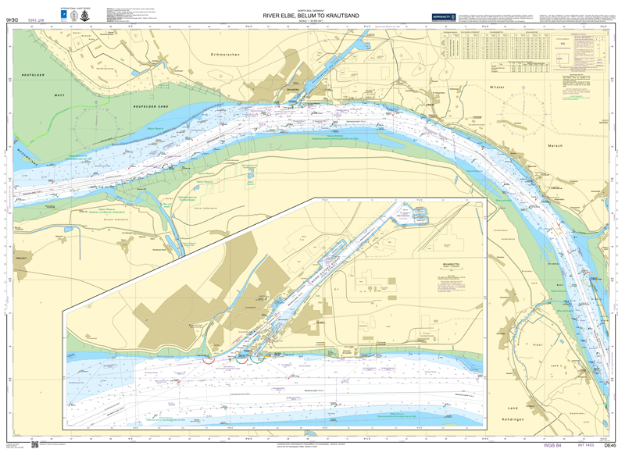 Duitse kaart 46 - River Elbe, Belum to Krautsand